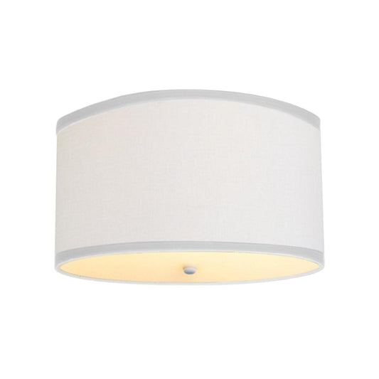 Moderne Flush Mount Conversion Kit 18"w White Linen  Shallow Drum Lampshade