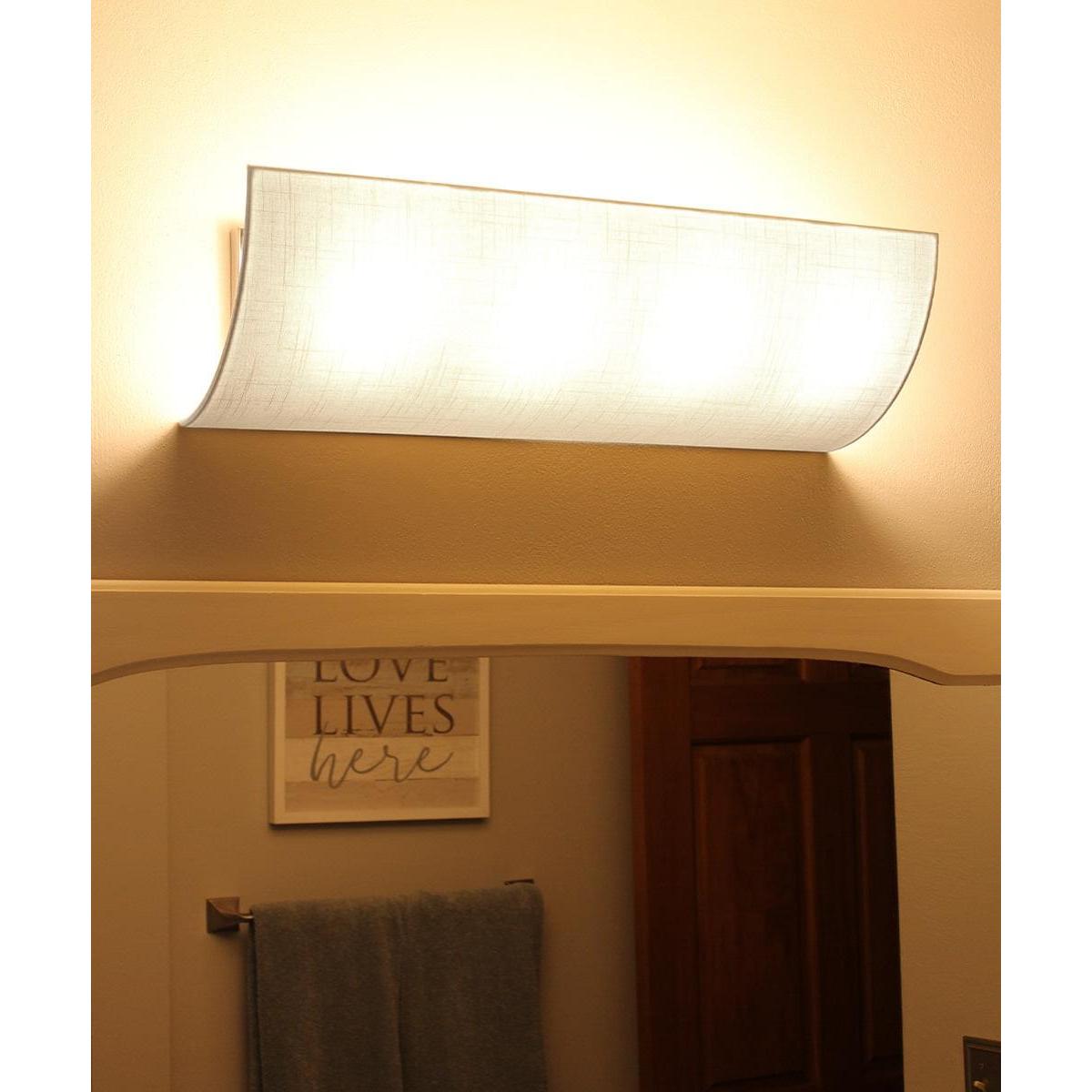 Moderne Vanity Light Cover Conversion Kit, 20"W White Textured Fabric Shade - DIY Upgrades Hollywood Lights (No Wiring)