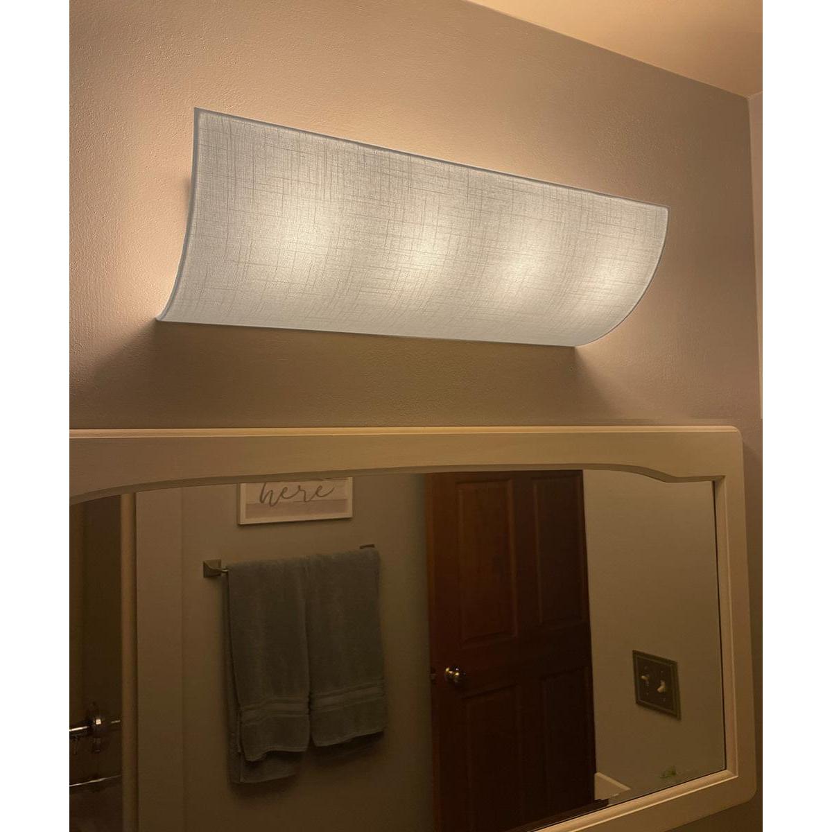 Moderne Vanity Light Cover Refresh Kit, 26"W White Textured Fabric Shade - DIY Upgrades Hollywood Lights (No Wiring)