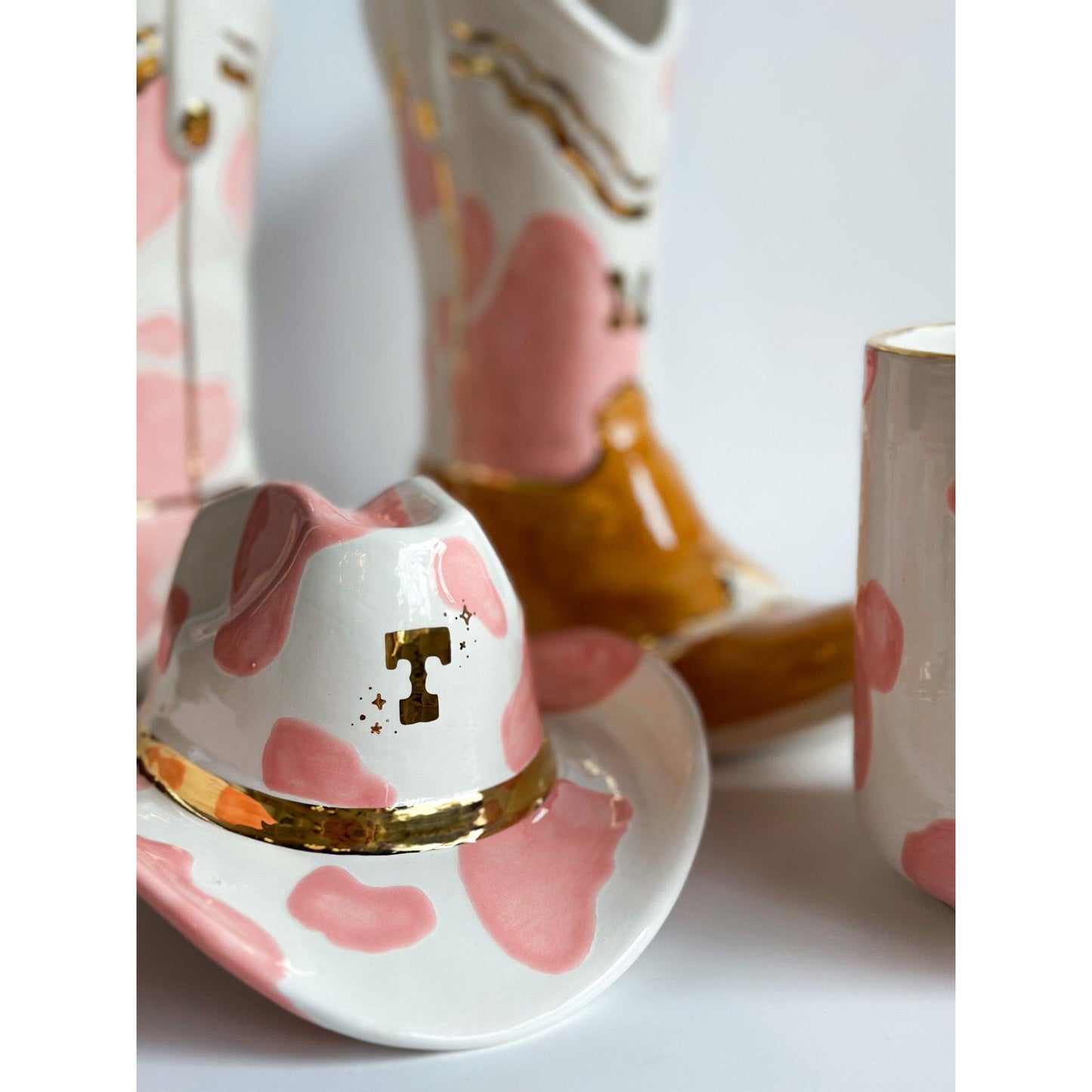 Monogrammed Cow Print Cowboy Hat