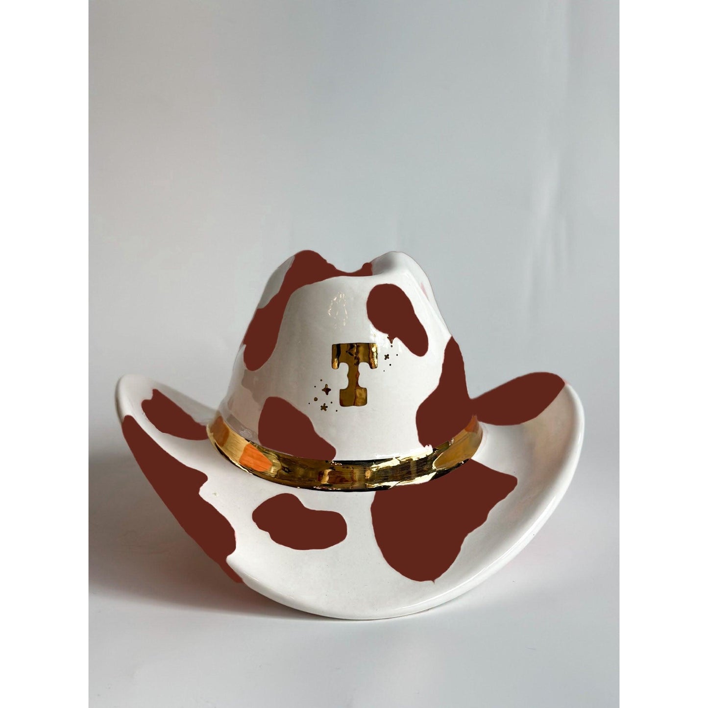 Monogrammed Cow Print Cowboy Hat