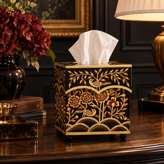 Black & Gold Pheasant Wastepaper Basket & Tissue (2 Options)