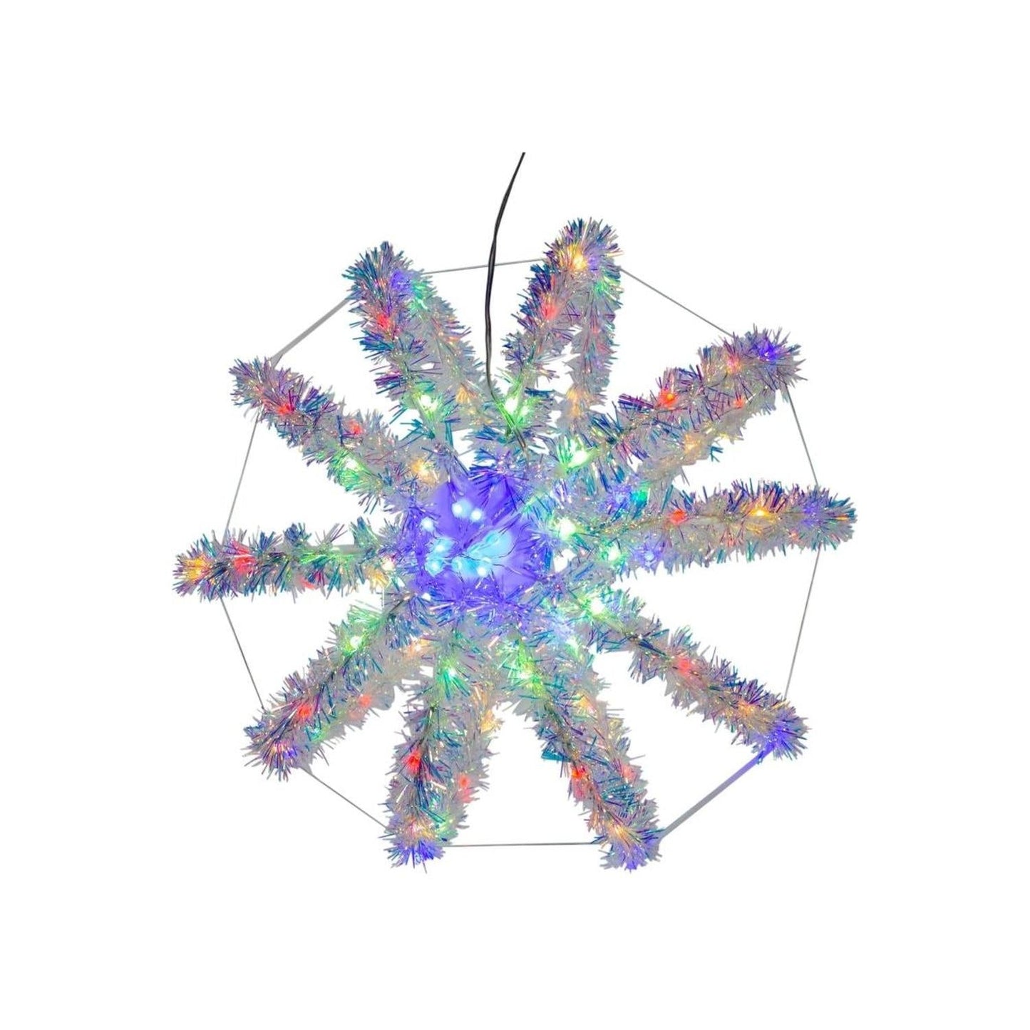 Multi-Color LED Tinsel Foldable Sphere 12"