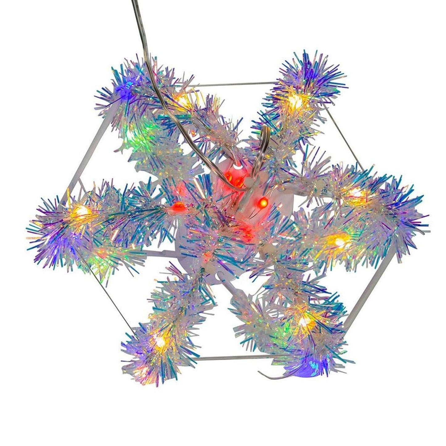 Multi-Color LED Tinsel Foldable Sphere 6"