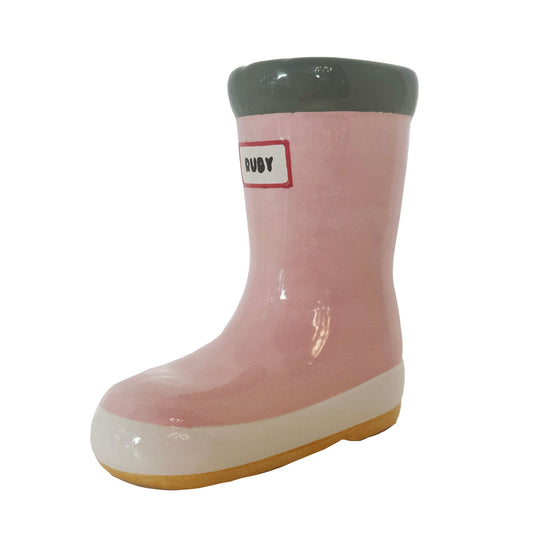 Multicolor Rainboot Vase in Pink