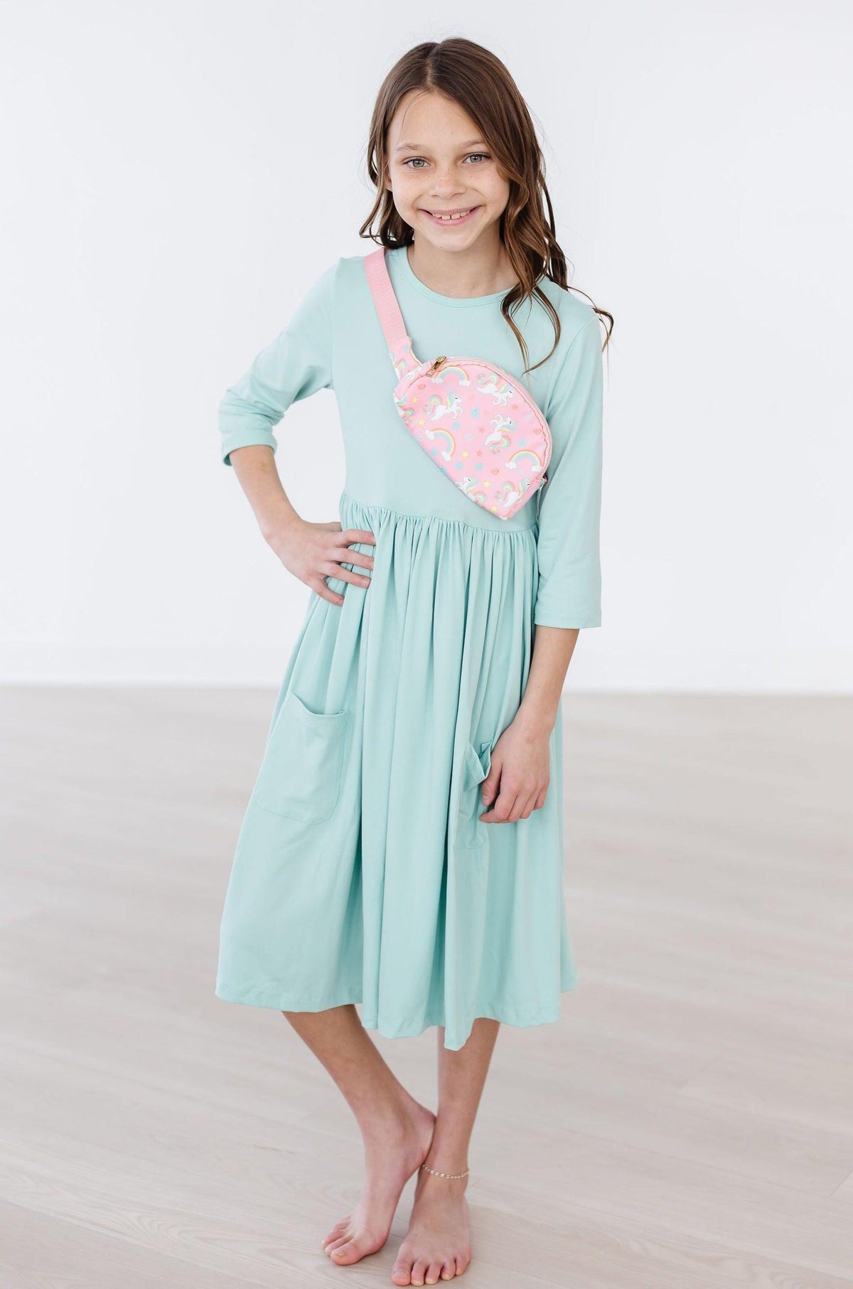 a girl in a dress