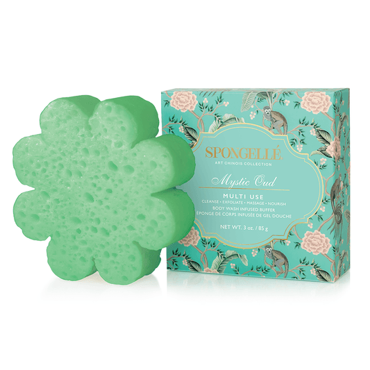 a green sponge in a flower shape