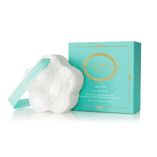 a white sponge next to a box