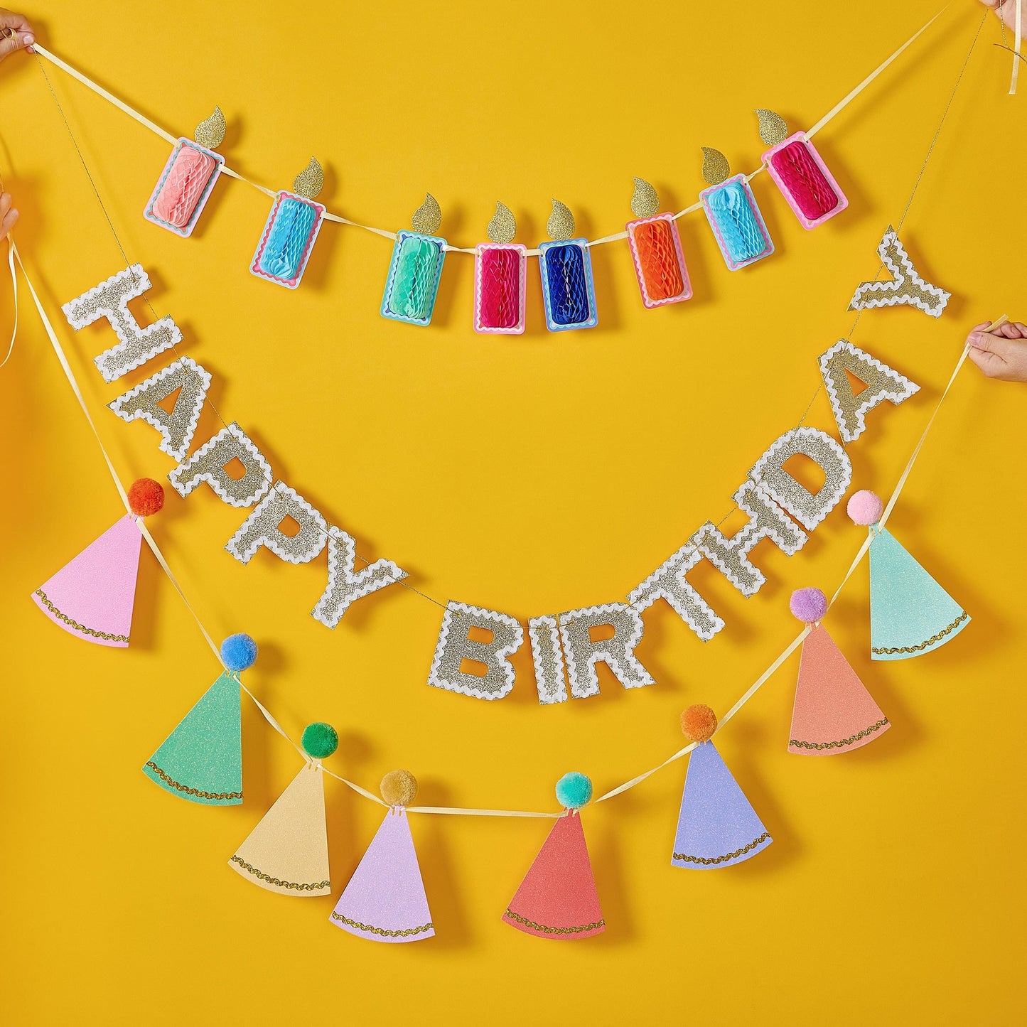 Pom Pom Party Hats Reusable Party Garland