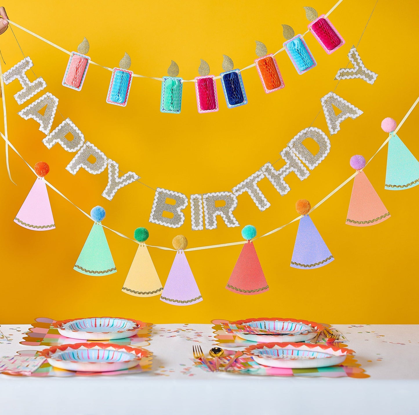 Pom Pom Party Hats Reusable Party Garland