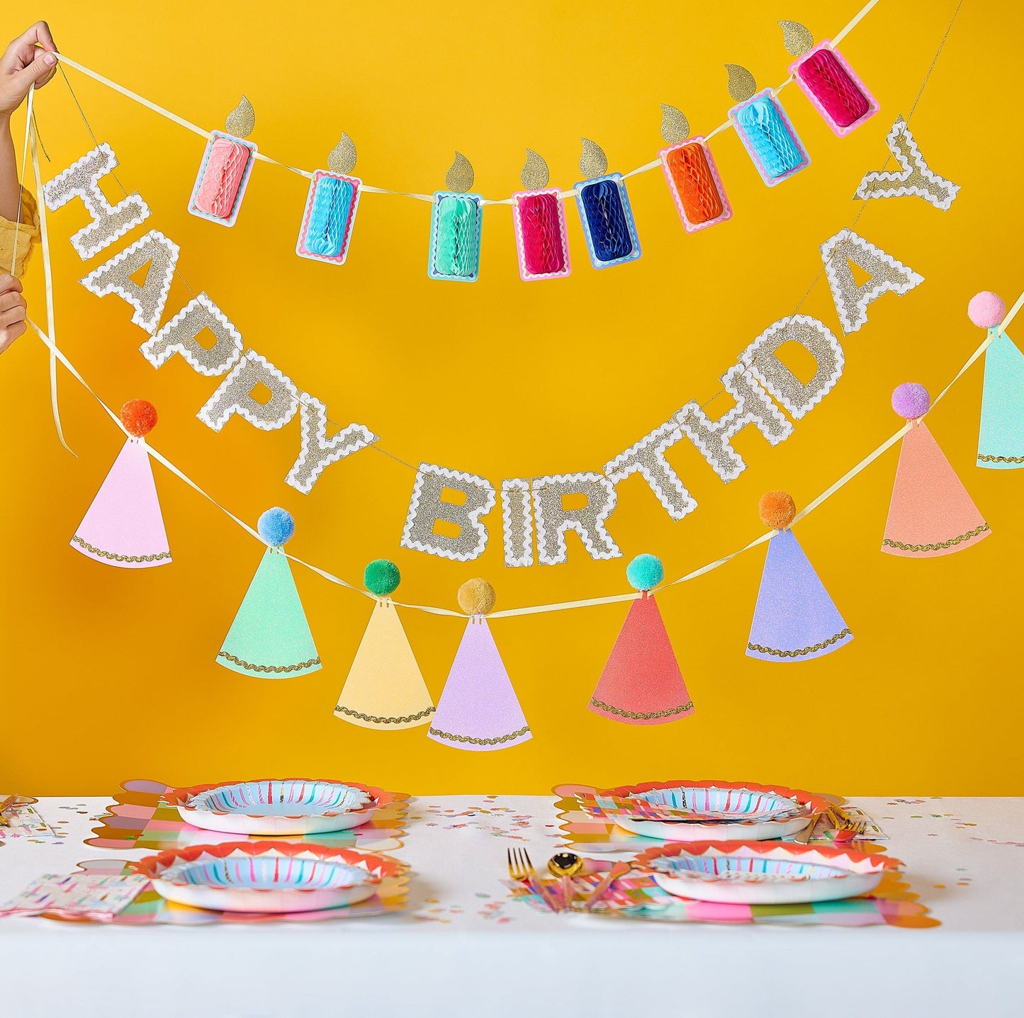 Honeycomb Birthday Candle Banner