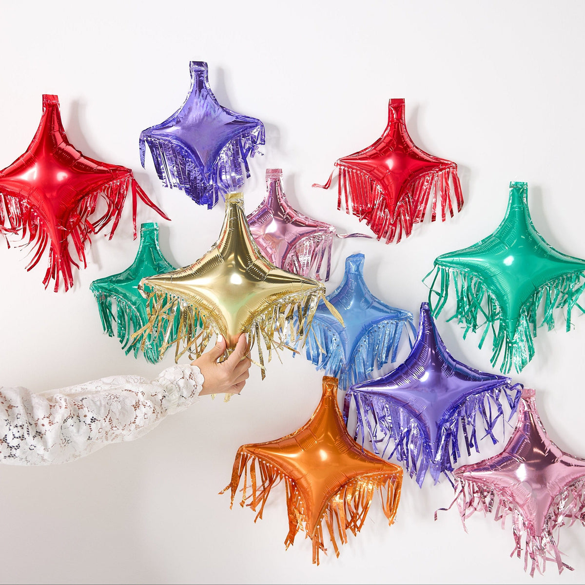 Rainbow Fringe Multicolor Balloon Pack (14 ct)