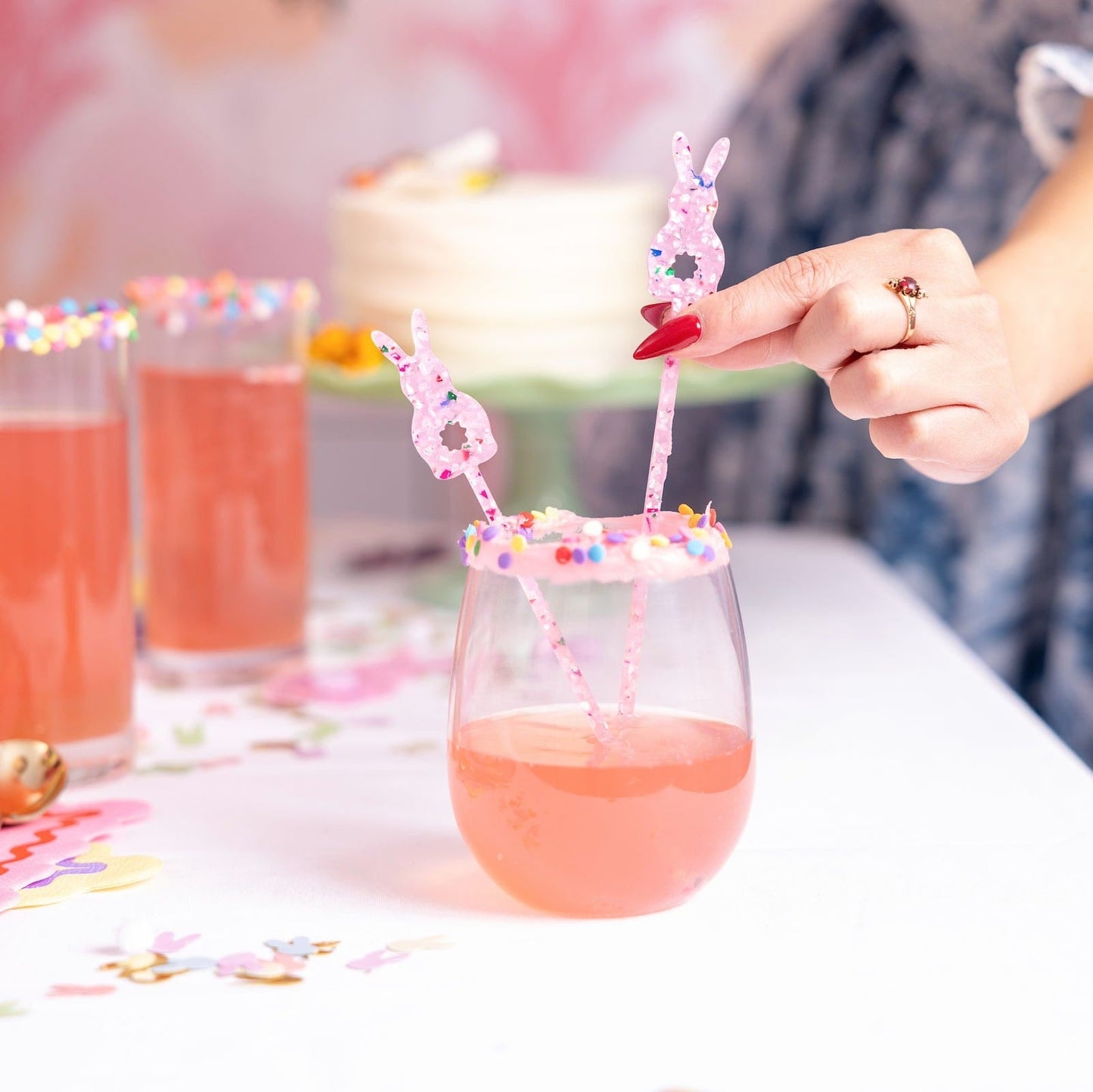 Confetti Bunny Acrylic Drink Stirrers (4 ct)