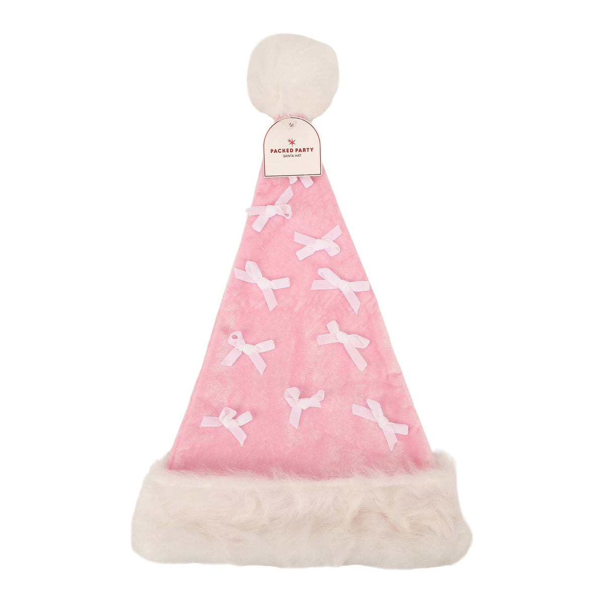 Pink Velvet & Bows Santa Hat