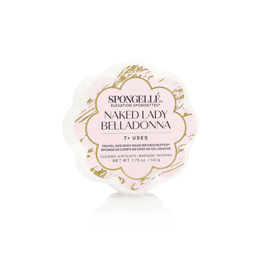 a pink and white label with gold text