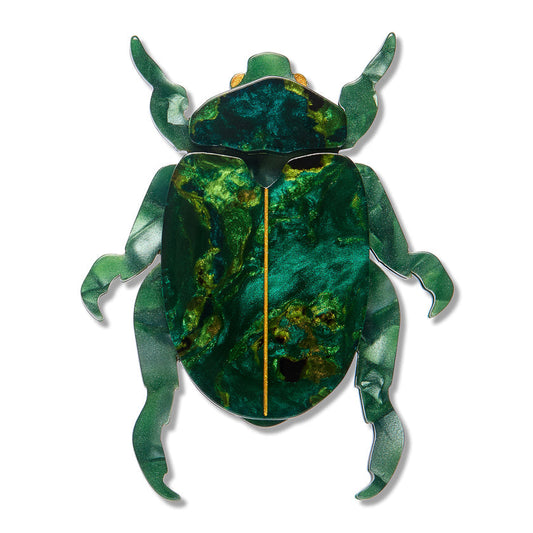 a green and gold bug