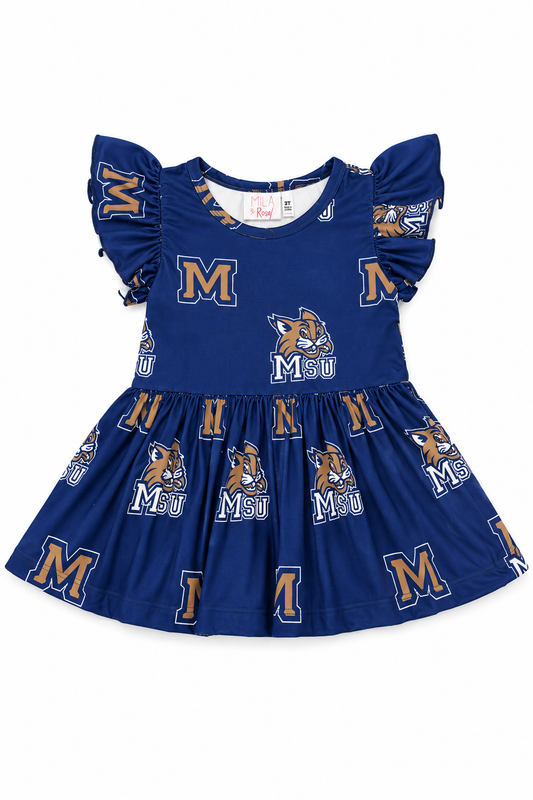 Montana State University Blue Bobcat S/S Flutter Twirl Bodysuit
