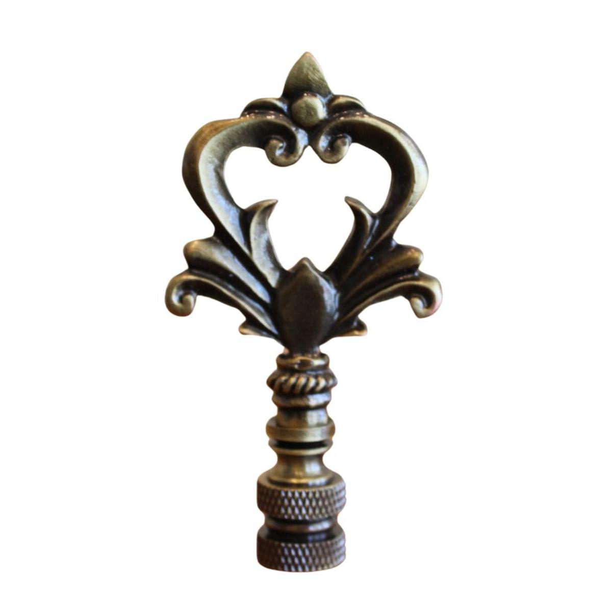 Neo-Classical Church Key Lamp Finial Antique Brass, 3.1"h