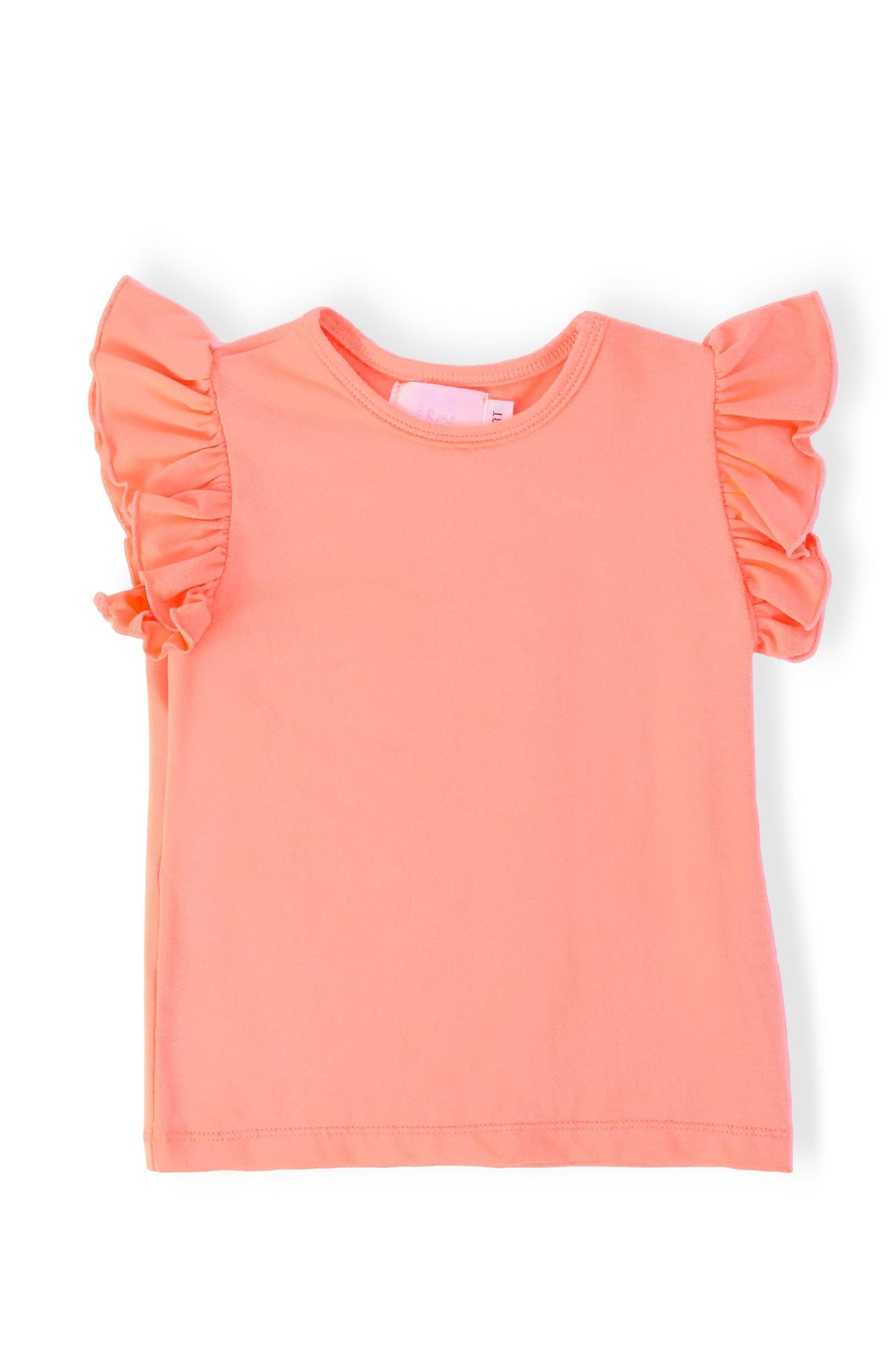 a pink shirt with ruffles