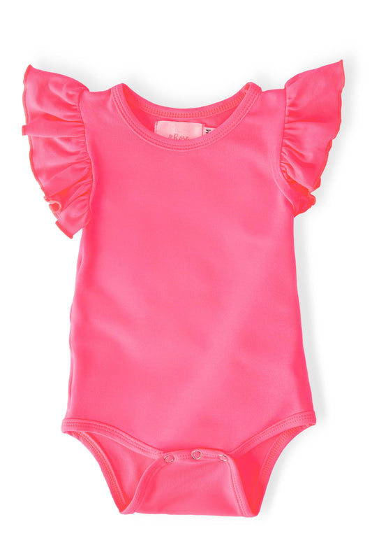 Neon Pink S/S Flutter Bodysuit