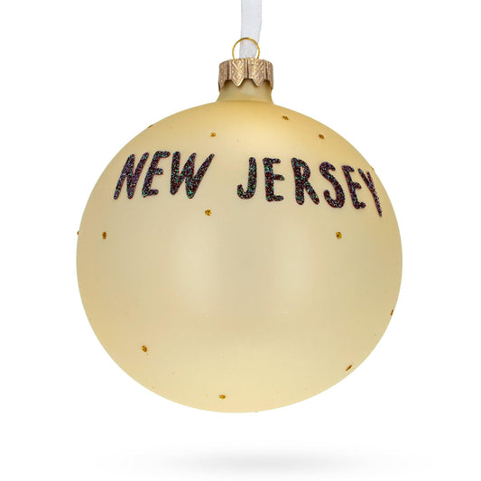 New Jersey State, USA Glass Ball Christmas Ornament 4 Inches