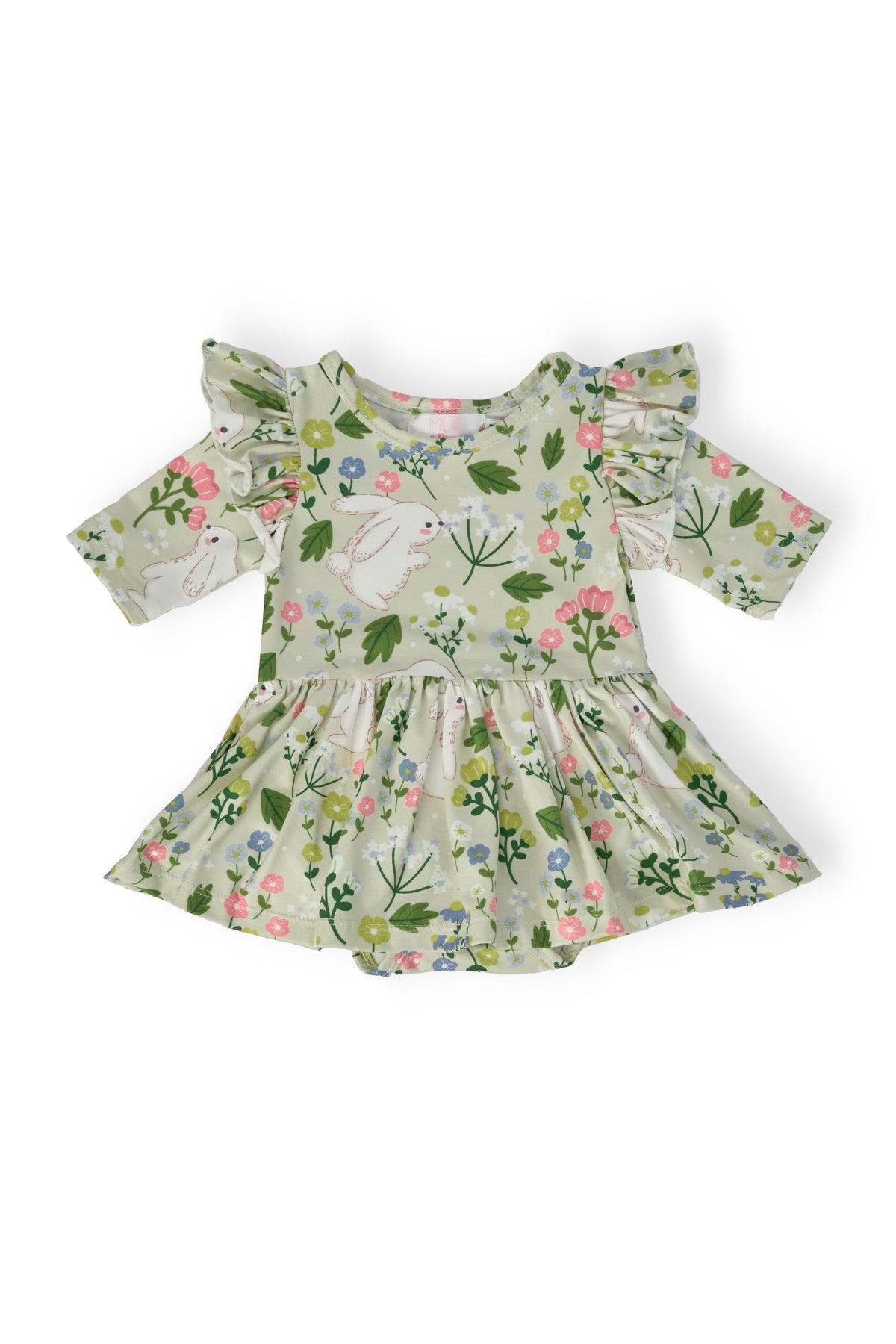 a baby dress with a floral pattern