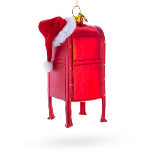 North Pole Letters to Santa Mailbox Glass Christmas Ornament