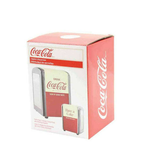 a red and white box with a logo on it
