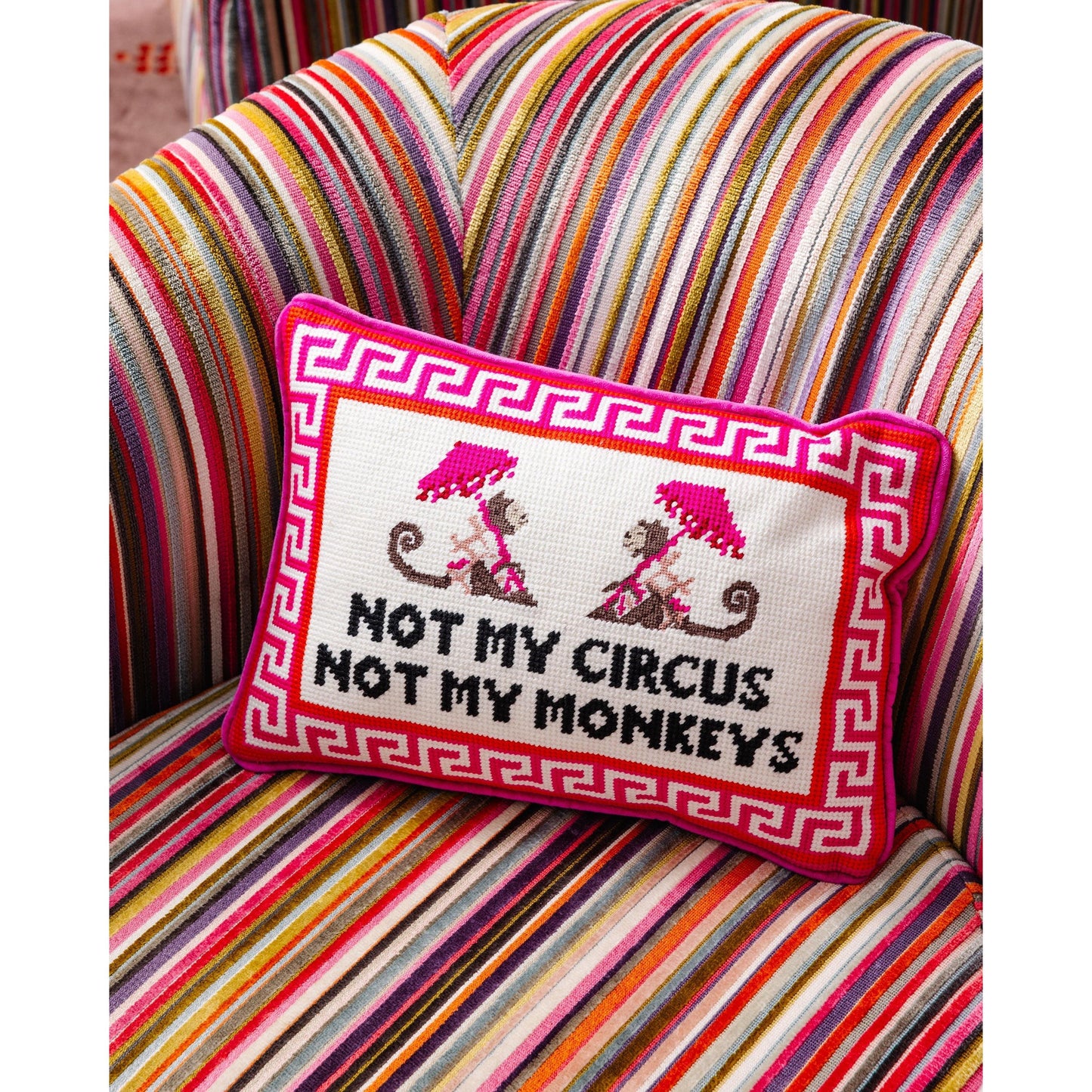 Not My Circus Needlepoint Pillow