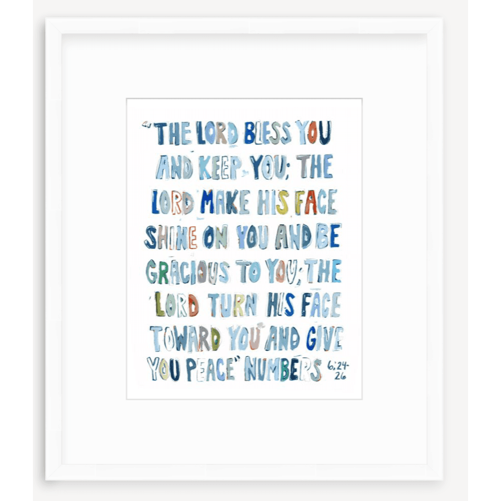 Numbers 6: 24-26 Blue Bible Verse Fine Art Print