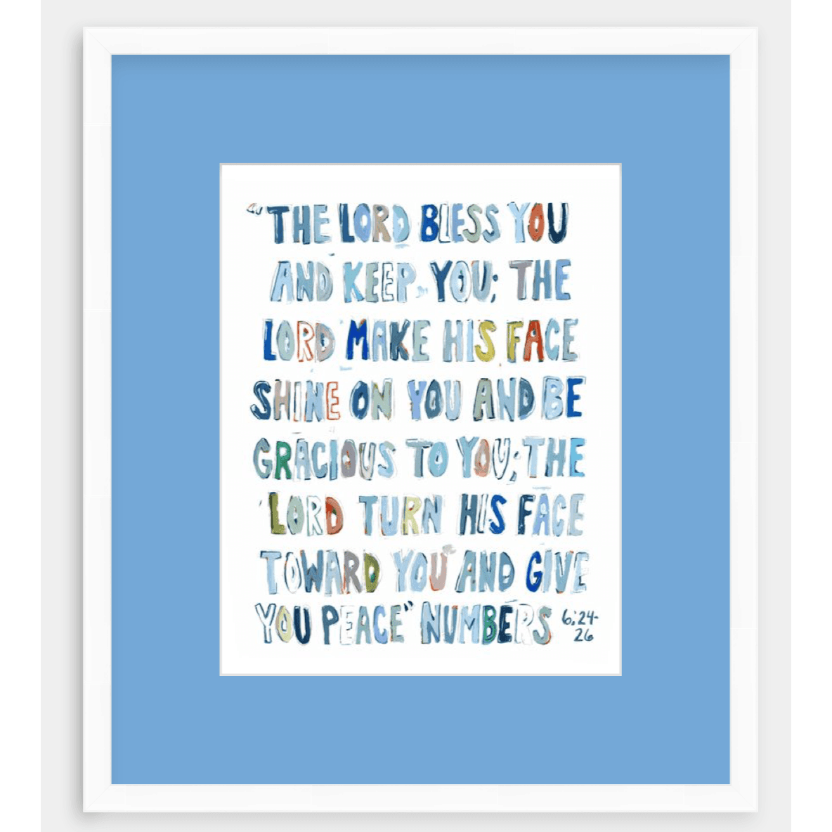 Numbers 6: 24-26 Blue Bible Verse Fine Art Print
