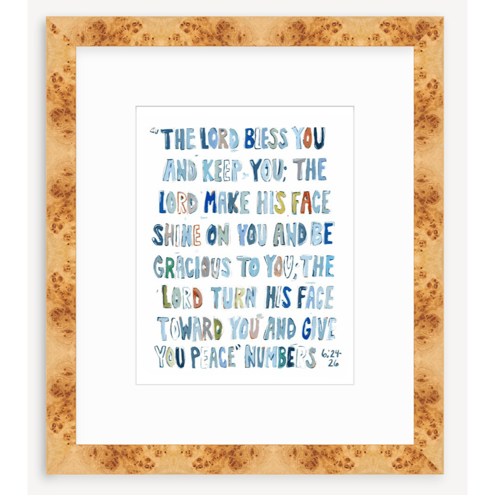 Numbers 6: 24-26 Blue Bible Verse Fine Art Print