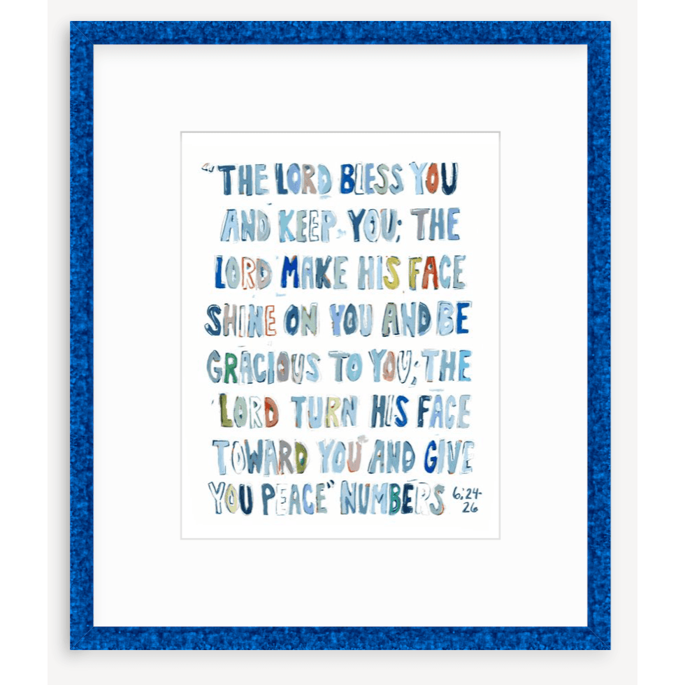 Numbers 6: 24-26 Blue Bible Verse Fine Art Print