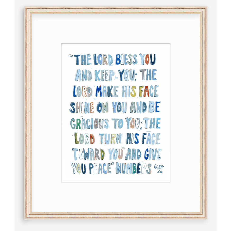 Numbers 6: 24-26 Blue Bible Verse Fine Art Print