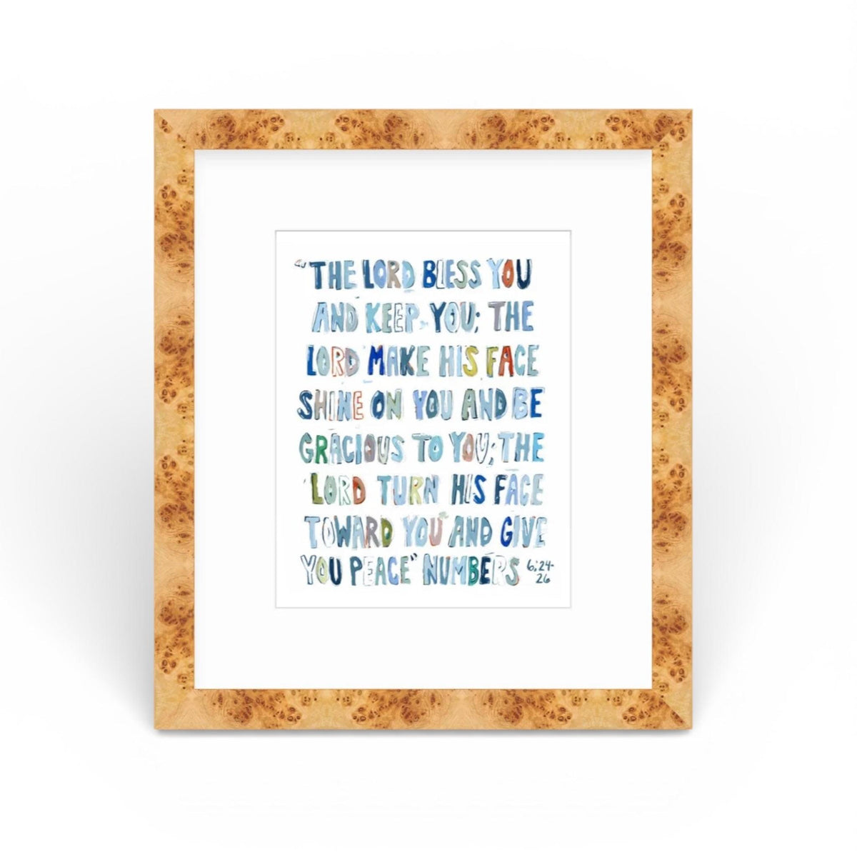 Numbers 6: 24-26 Blue Bible Verse Fine Art Print