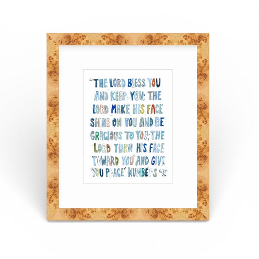 Numbers 6: 24-26 Blue Bible Verse Fine Art Print