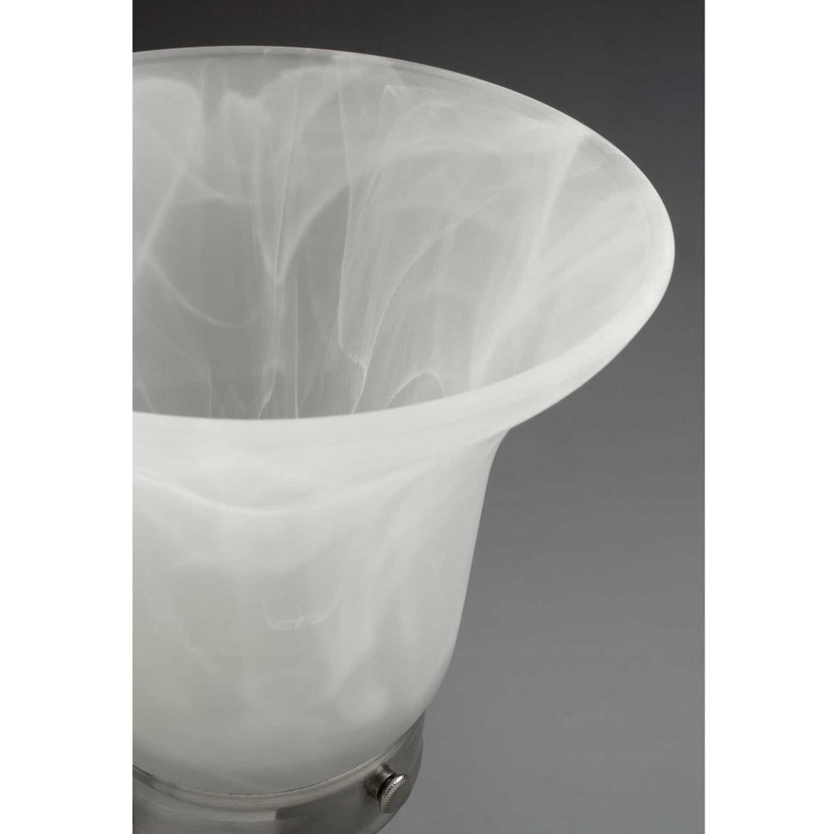 OPEN BOX Bedford 3-Light Etched Alabaster Glass Traditional Bath Vanity Light Brushed Nickel