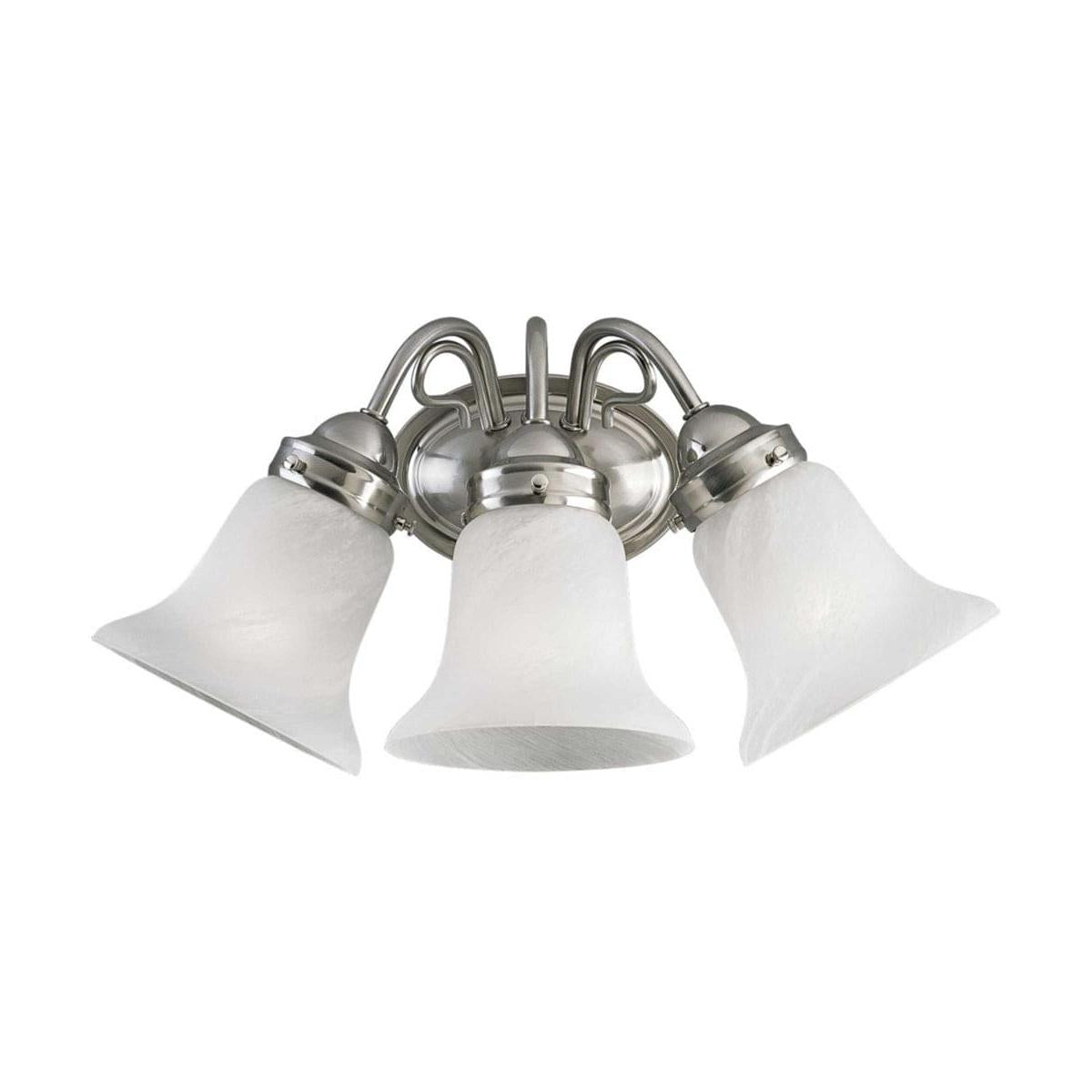 OPEN BOX Bedford 3-Light Etched Alabaster Glass Traditional Bath Vanity Light Brushed Nickel