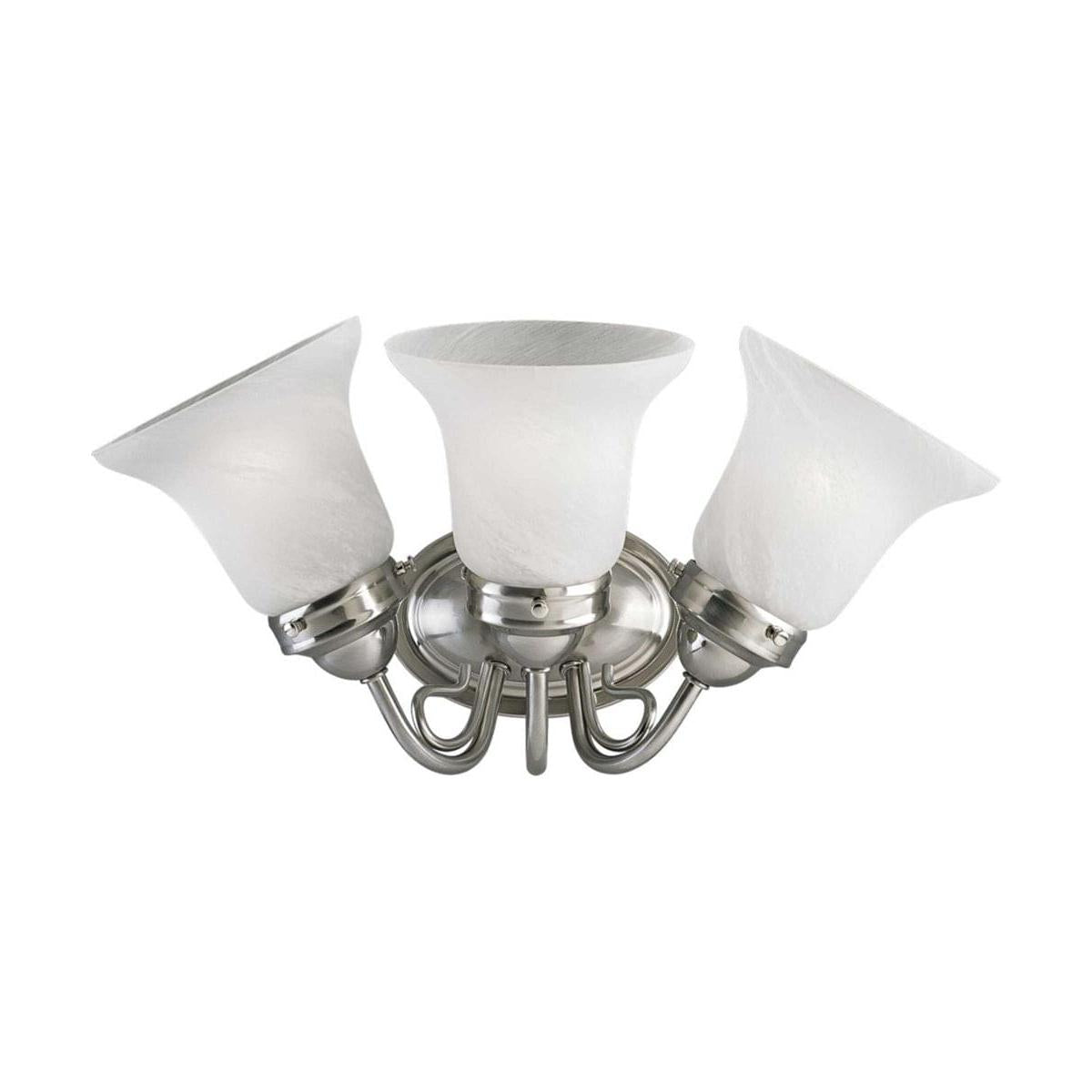 OPEN BOX Bedford 3-Light Etched Alabaster Glass Traditional Bath Vanity Light Brushed Nickel