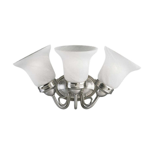 OPEN BOX Bedford 3-Light Etched Alabaster Glass Traditional Bath Vanity Light Brushed Nickel