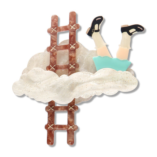 a sculpture of a ladder on a cloud