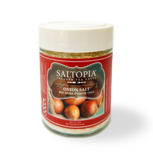 a jar of salt with a label