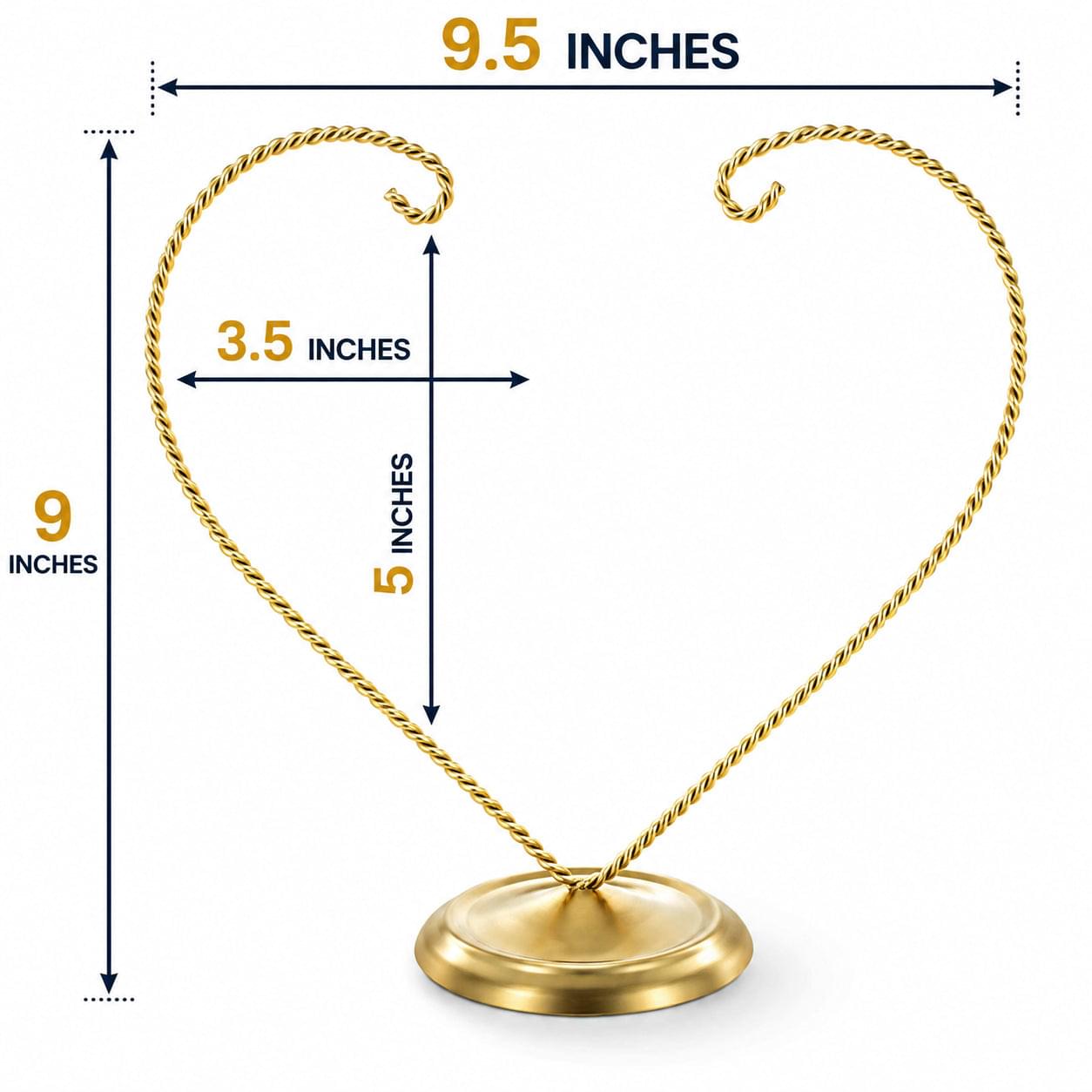 Open-Top Heart Twisted Gold Metal Ornament Display Stand 9 Inches