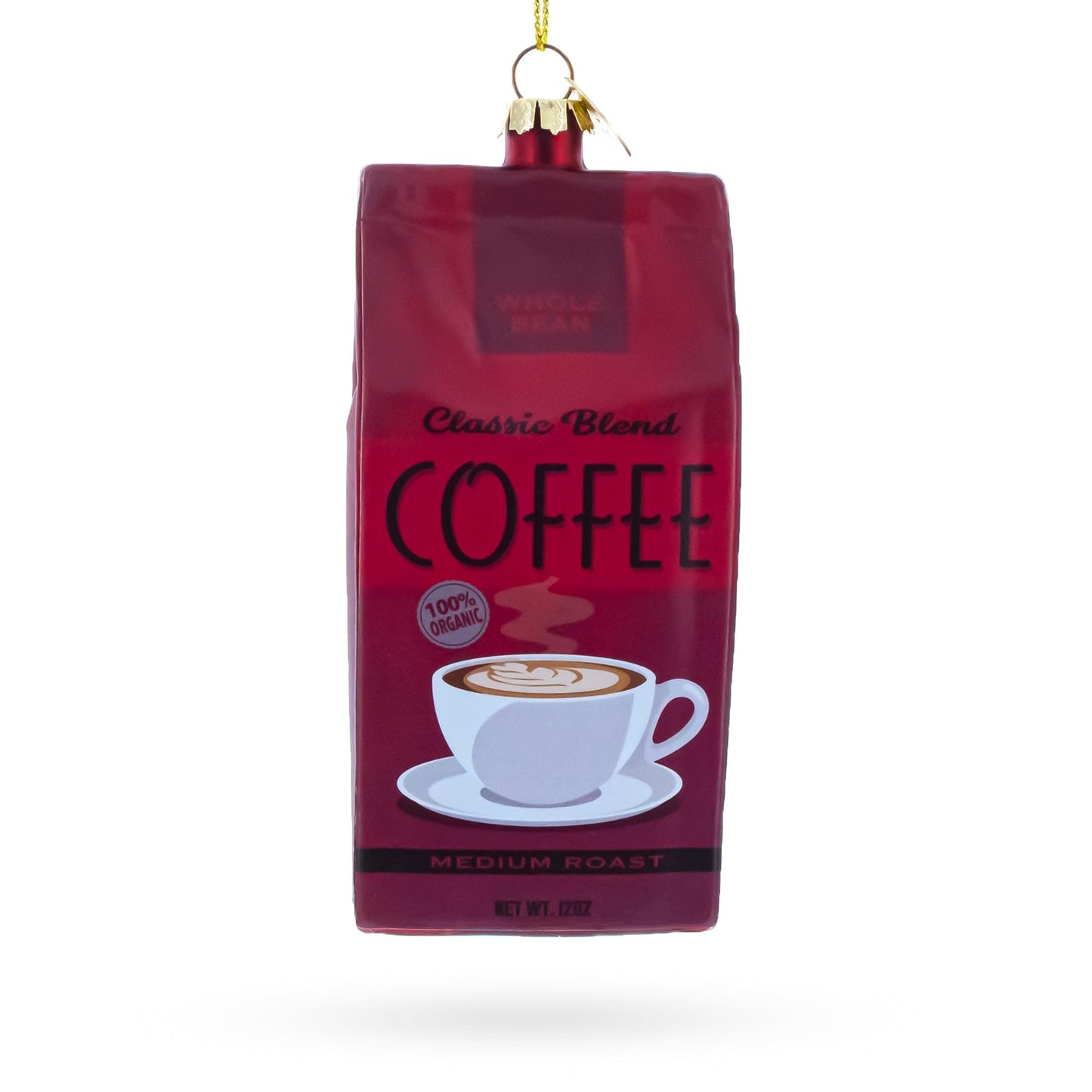 Organic Coffee Bag Glass Christmas Ornament