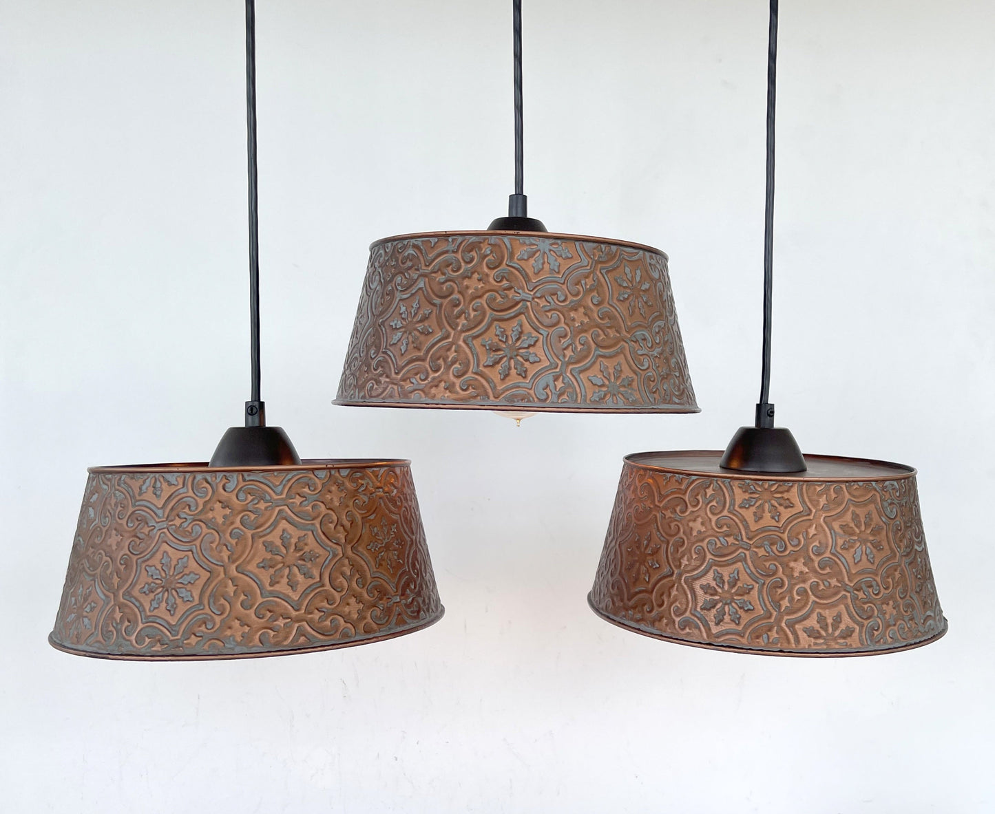 Ornate Copper CHANDELIER Rectangular TRIO Light