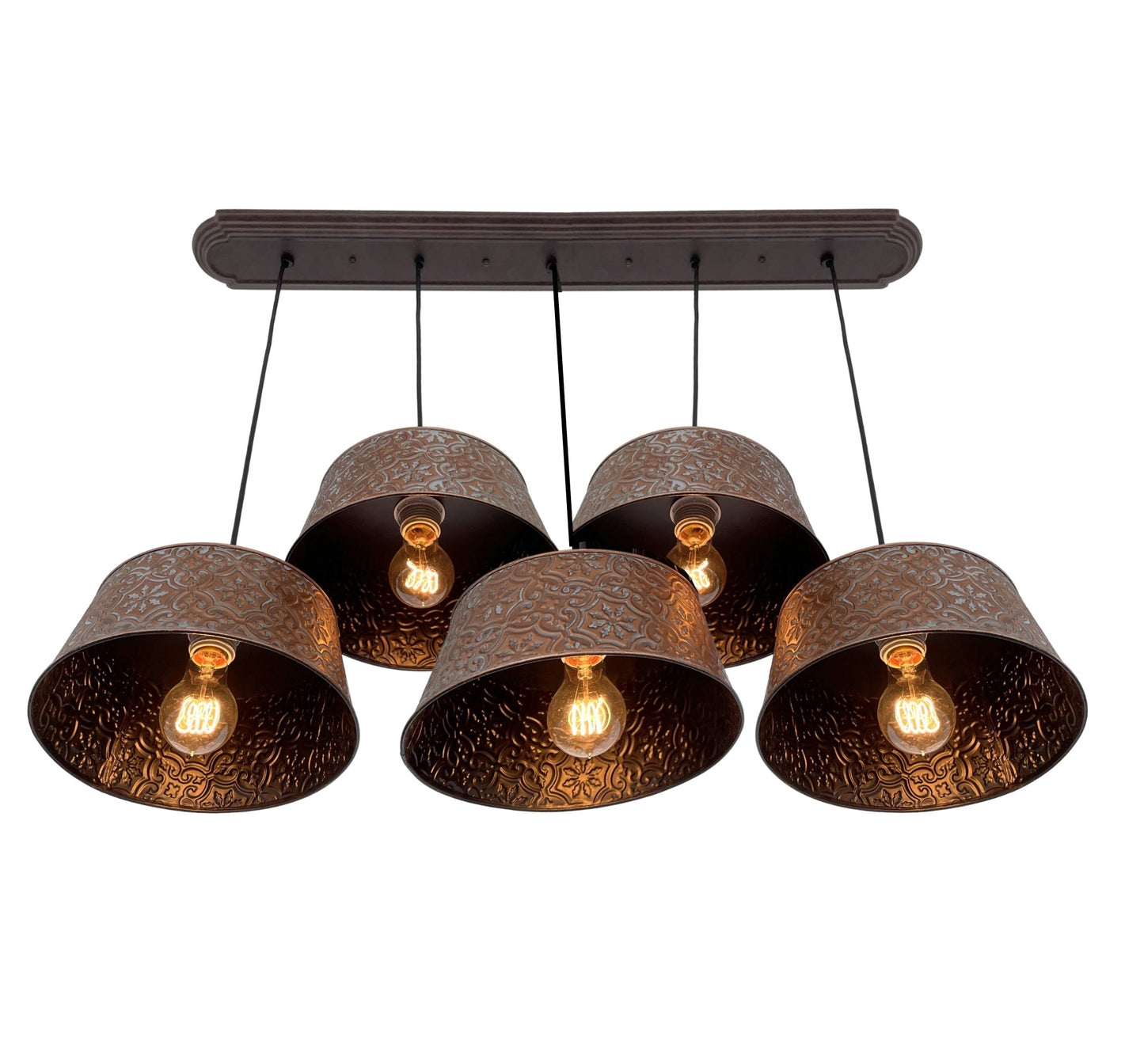 Ornate Copper CHANDELIER Rectangular TRIO Light
