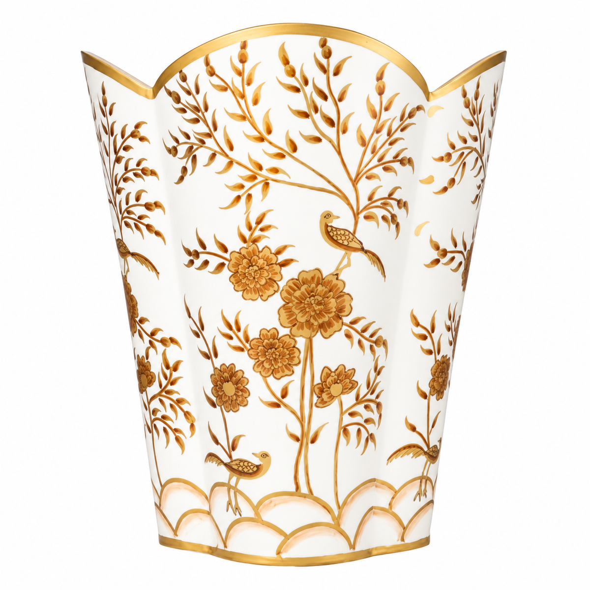 Ivory & Gold Pheasant Wastepaper Basket & Tissue (2 Options)