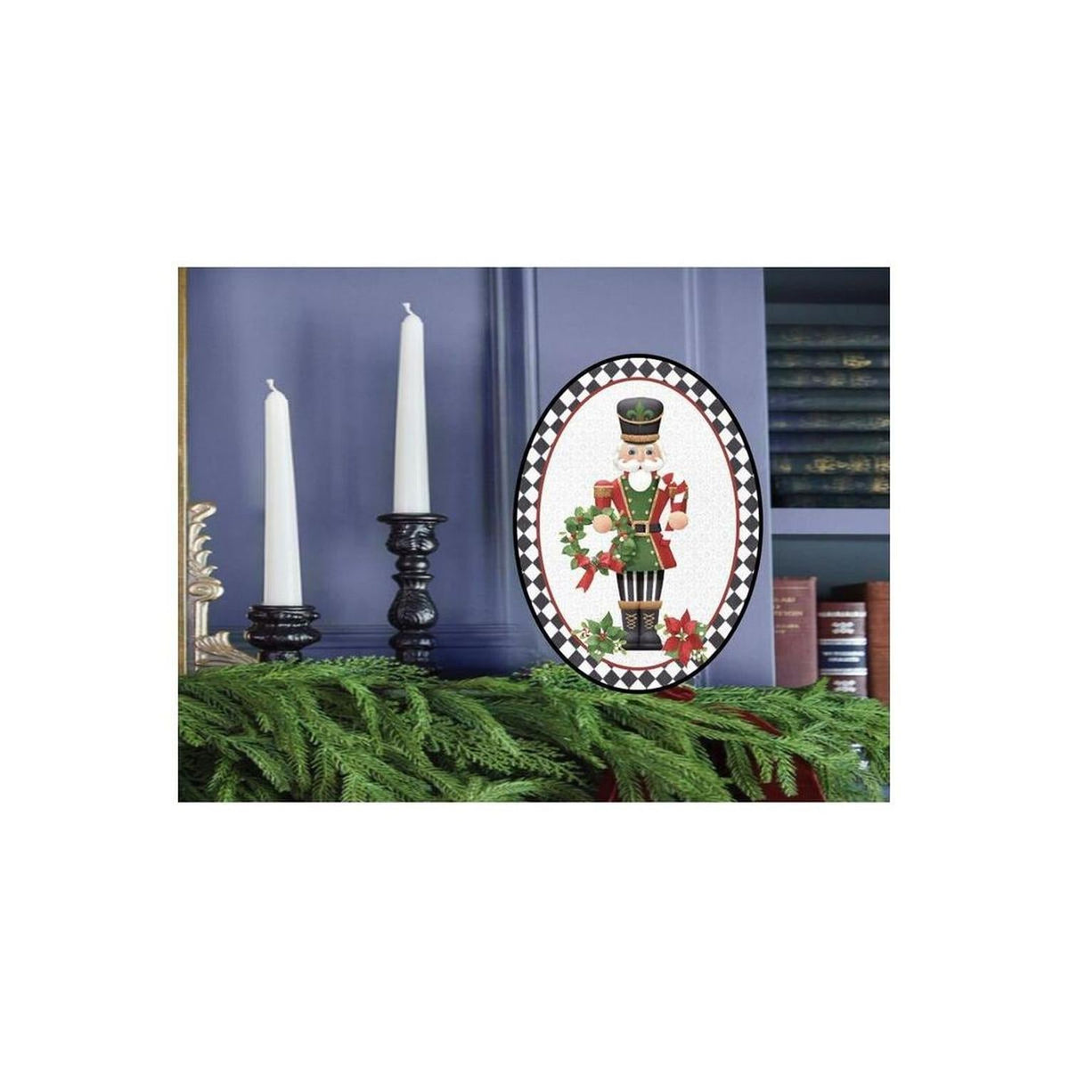 Oval Harlequin Nutcracker Sign - Wreath Enhancement