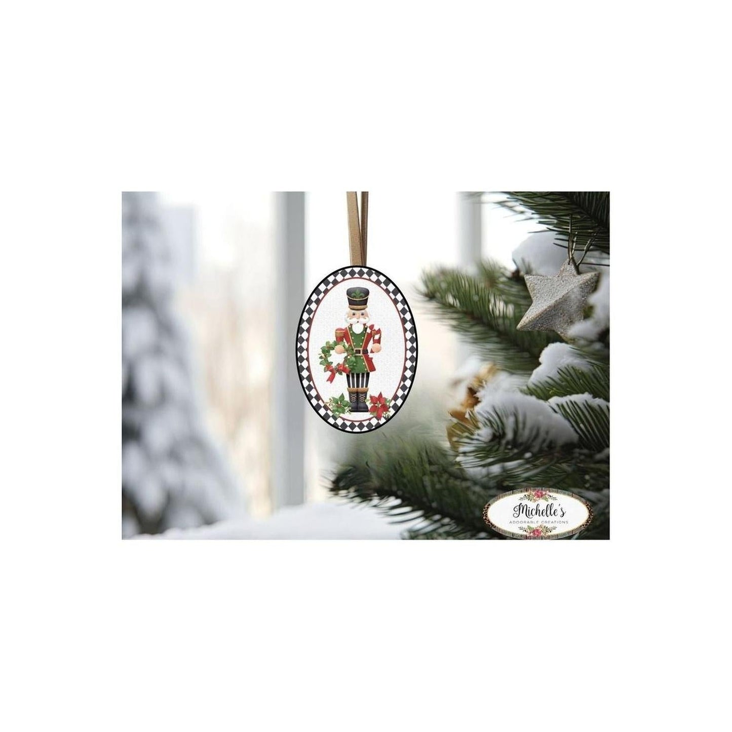 Oval Harlequin Nutcracker Sign - Wreath Enhancement