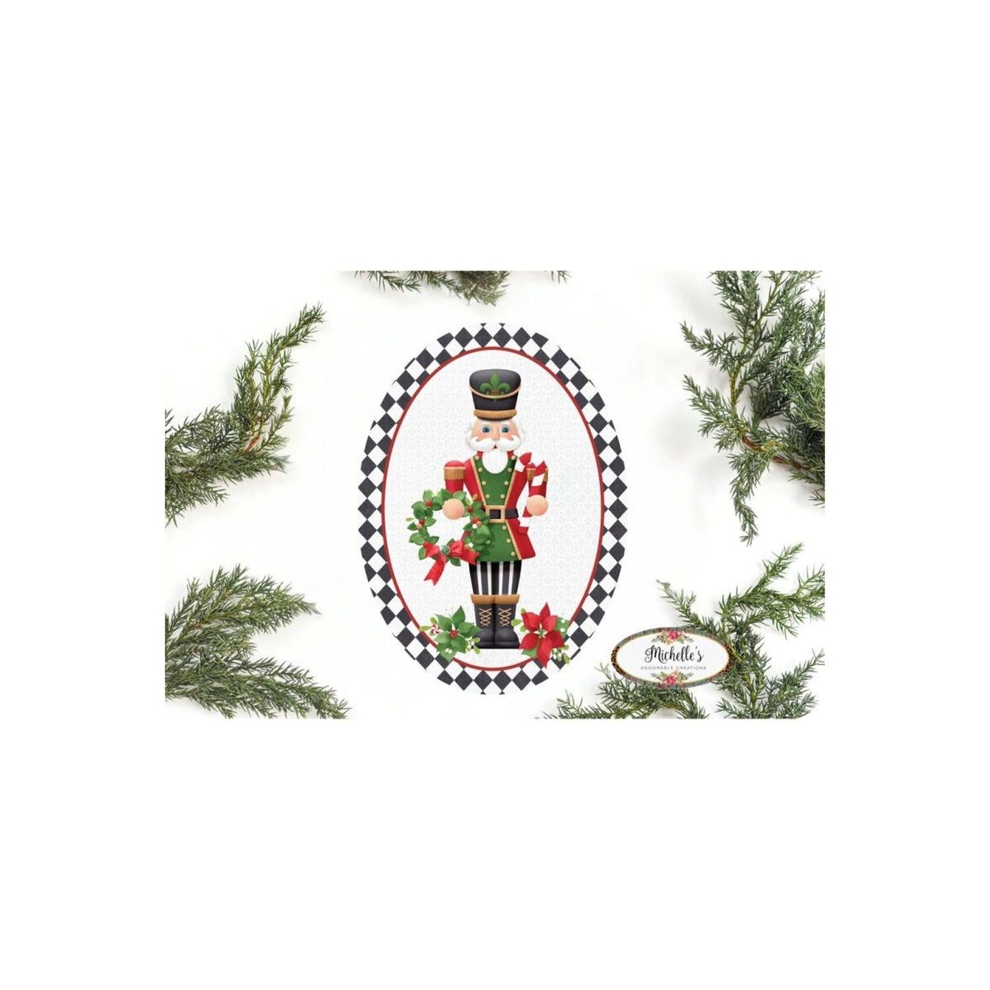 Oval Harlequin Nutcracker Sign - Wreath Enhancement